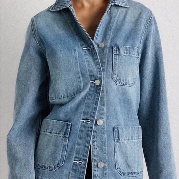 Quince Medium Blue Denim Utility Jacket - Picture 2 of 6